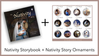 The Nativity Storybook + Ornaments Combo Pack