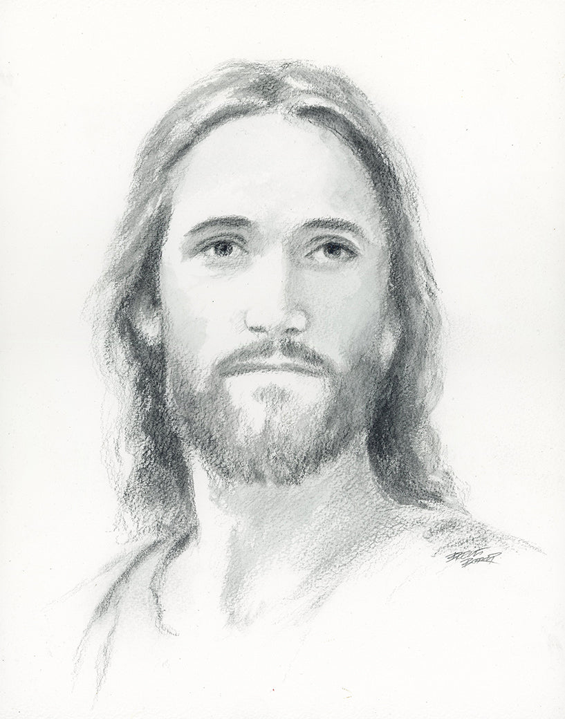 Portrait of Christ #18 - graphite and water original sketch