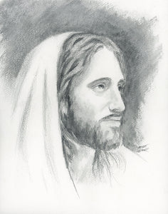 Portrait of Christ #20 - graphite and water original sketch