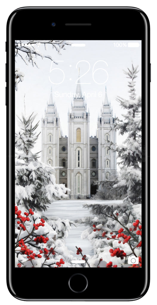 Salt Lake Temple- Winter Wonderland- Phone Screen Digital Image